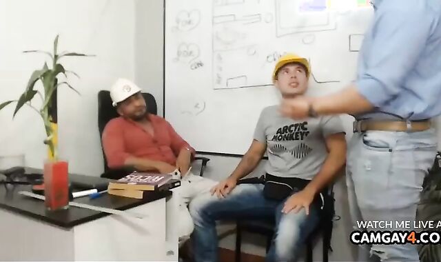 trio Employees shag And masturbate off Each Other