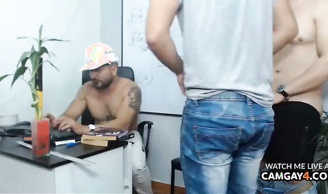 trio Employees shag And masturbate off Each Other