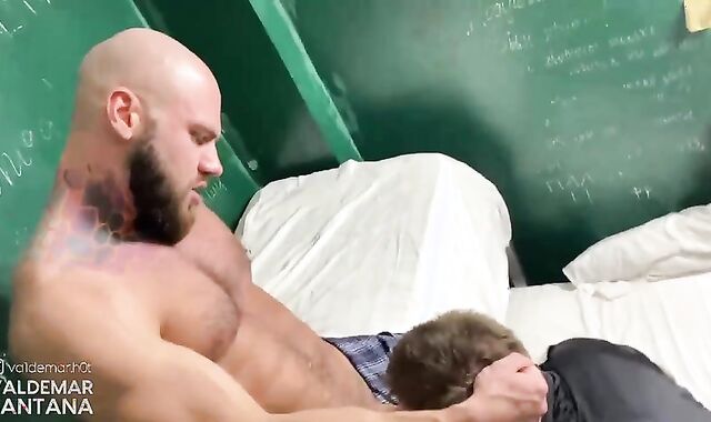 Sugary-sweet latino guard pummeled by immense lollipop daddy