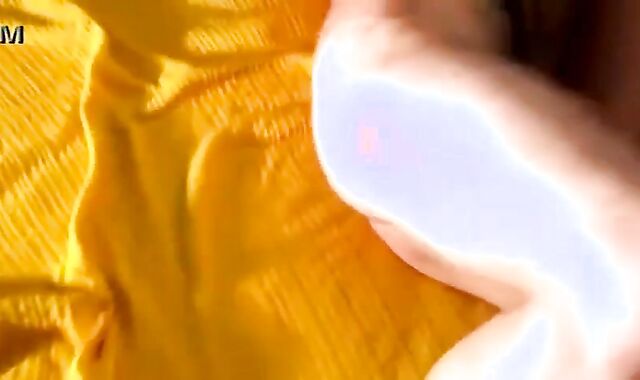 two paramours wet in sofa with music toying