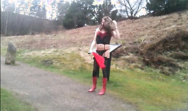 Tranny undressing in public