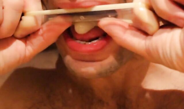 fruit fuck and self swallow - the best comes after cumming