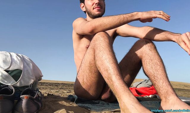 Public beach jerking (and a man is watching me!)