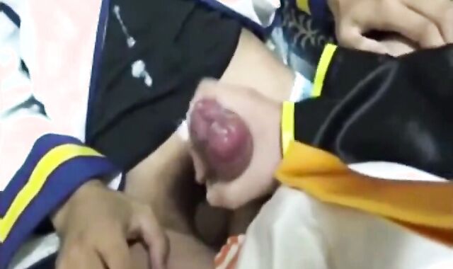 Two Cosplay Crossdressers Double Jerk