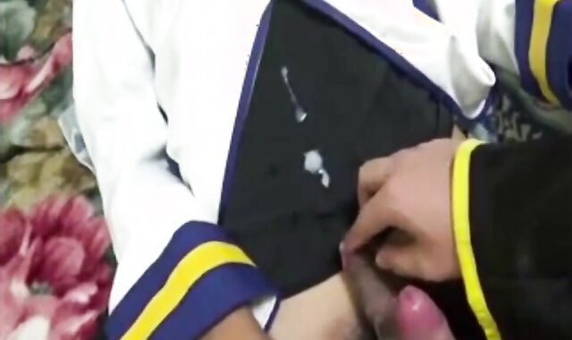 Two Cosplay Crossdressers Double Jerk