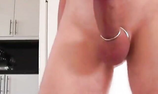 Cockrings and cum in the kitchen