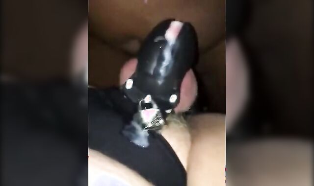 BBC fucking White Bottom & Cumming in Chastity