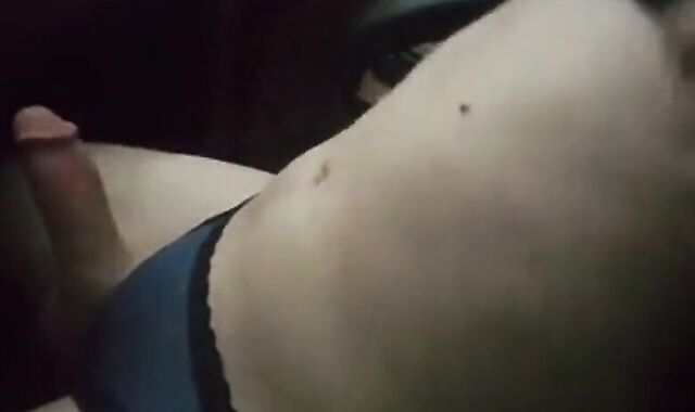 Feminine boy cums with his panties on