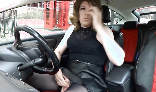 Sexy Transvestite masturbating out side the post office