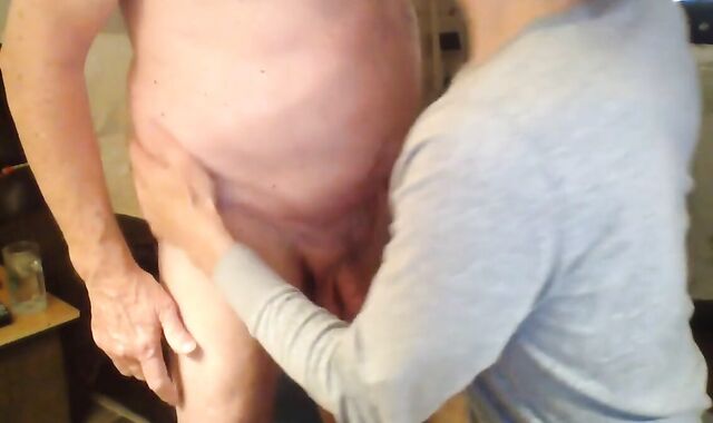 Elderly man and young man