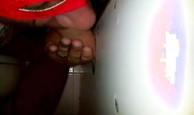 Glory hole cock sucking with cum swallow..