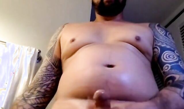 Chubby Inked Str8 Guy cums fast on cam #13