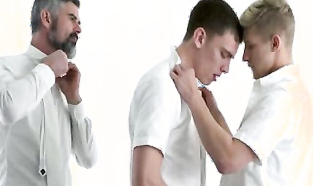 Elderly Madden Spitroased By A Priest And Missionary