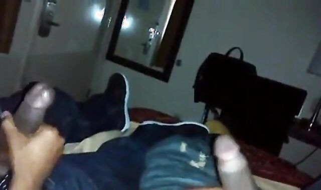 Str8 buddies jerking together watching porn