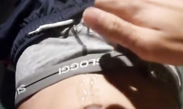 Twink Plays with His Huge Load After Intense Masturbation Solo