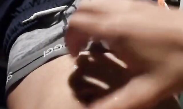 Twink Plays with His Huge Load After Intense Masturbation Solo