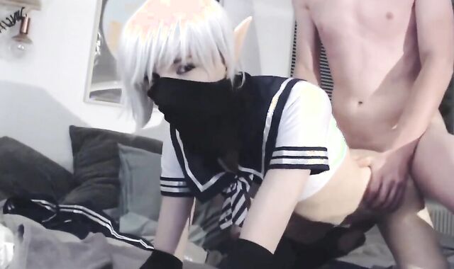 Beautiful Climax with a Big Cock Crossdresser Elf