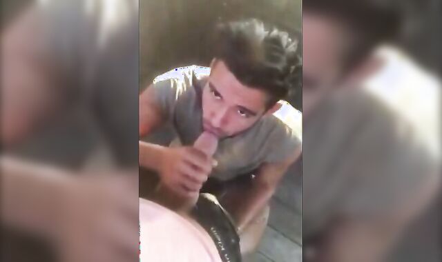 Cute Latin Hunk Sucks Big Cock and Eats Cum
