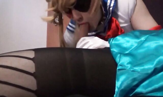 Crossdressing Sailor Scouts Blowjob and Handjob