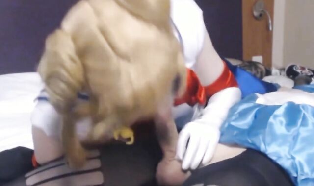 Crossdressing Sailor Scouts Blowjob and Handjob