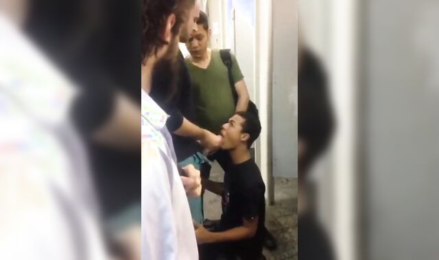 Public Restroom Blowjob by Amateur Gay Couple