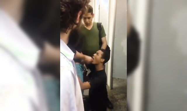 Public Restroom Blowjob by Amateur Gay Couple