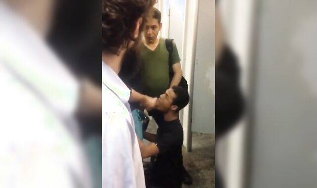 Public Restroom Blowjob by Amateur Gay Couple