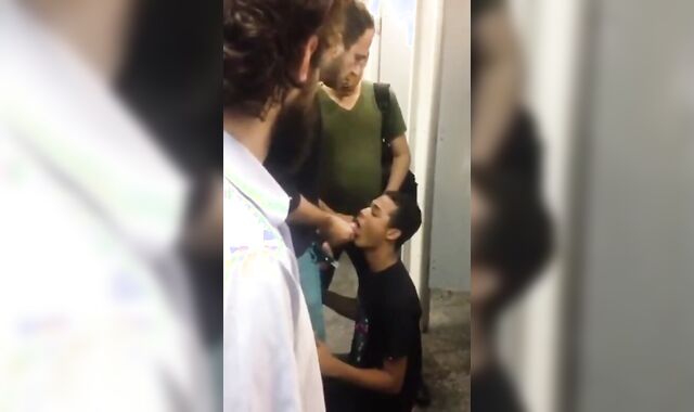 Public Restroom Blowjob by Amateur Gay Couple