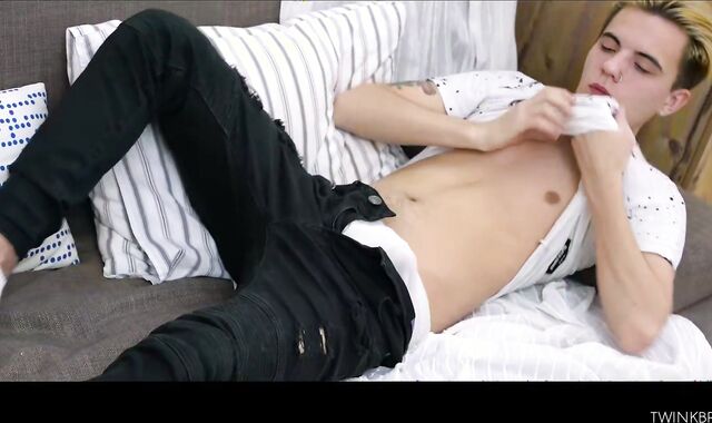 Twink Cum Splashes Over Him