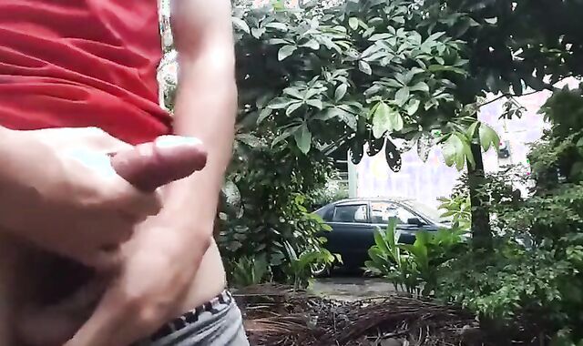 Twink Strokes and Shoots a Big Load Outside