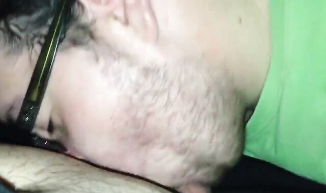 Chubby Guy Gives Blowjob in an Adult Theater