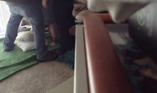 Bareback 3-Way: Young Hunk Takes It Raw from Daddy and Son