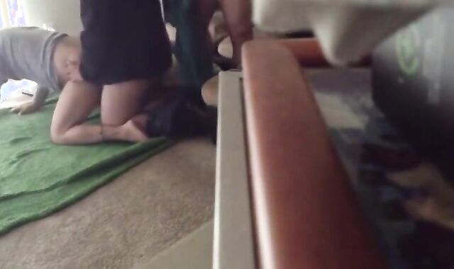 Bareback 3-Way: Young Hunk Takes It Raw from Daddy and Son