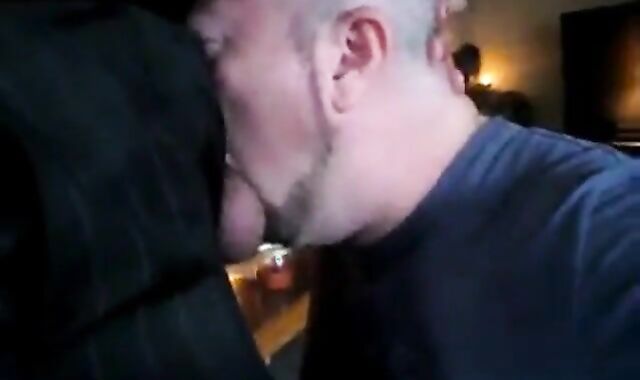 Amateur Daddy Swallows Big Cock in Suit