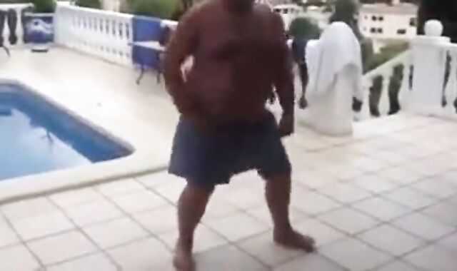 Fat Latin Daddy Strips Outdoors with His Bear