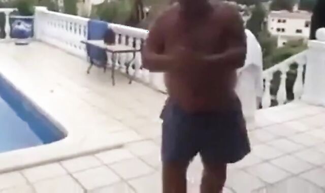 Fat Latin Daddy Strips Outdoors with His Bear