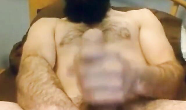 Bearded Gay Daddy Strokes and Cums on Webcam