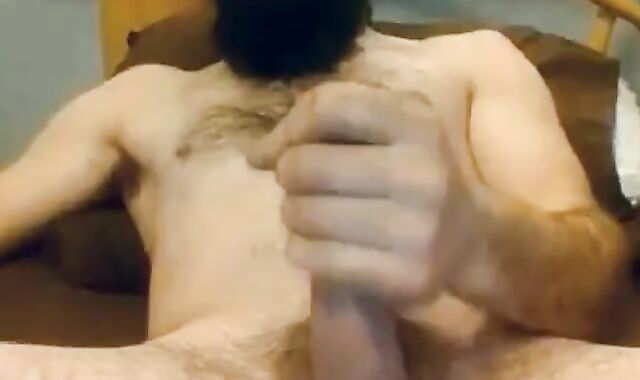Bearded Gay Daddy Strokes and Cums on Webcam