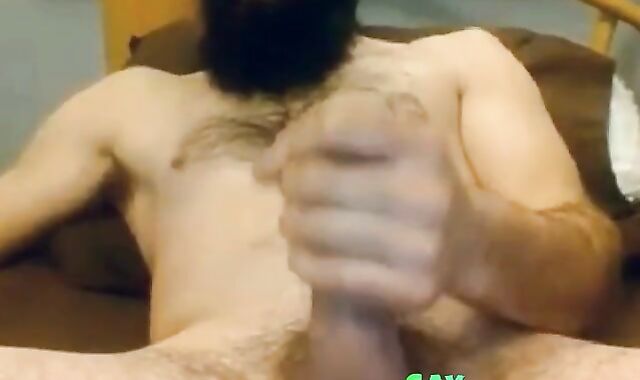 Bearded Gay Daddy Strokes and Cums on Webcam