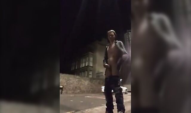 Exhibitionist Twink Strokes It on the Busy Streets