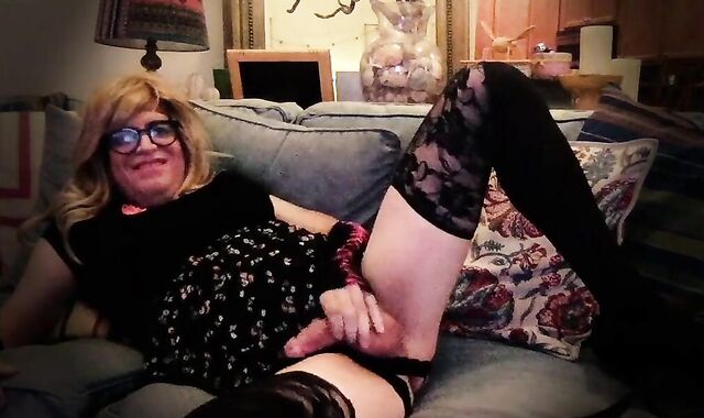 Big-Cock Crossdresser Erika69tv Strips, Strokes, and Cums on Cam