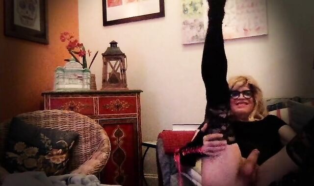 Big-Cock Crossdresser Erika69tv Strips, Strokes, and Cums on Cam