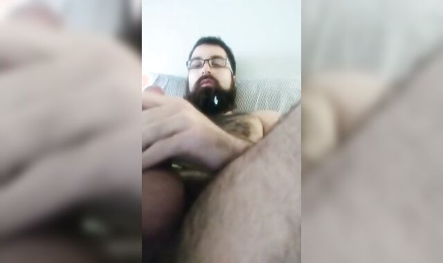 Bearded Guy Strokes and Shoots in His Own Beard