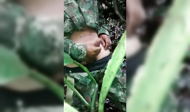Soldier Beats Off Outdoors - Amateur Latin Military Handjob