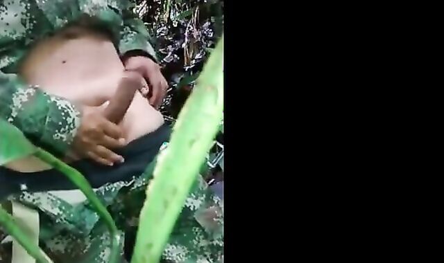 Soldier Beats Off Outdoors - Amateur Latin Military Handjob
