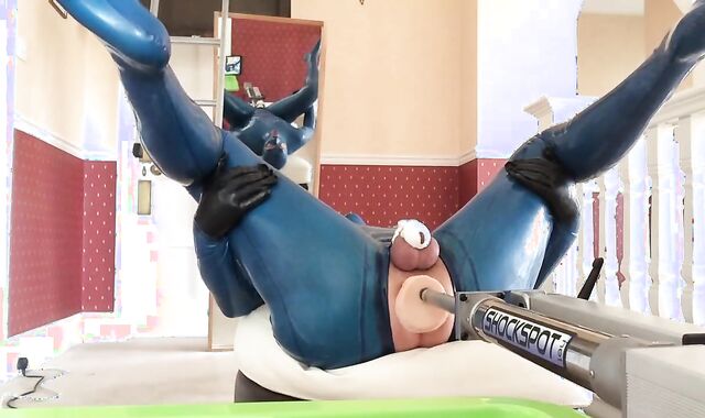 Chastity Anal Fucking Machine for PVC Sissy