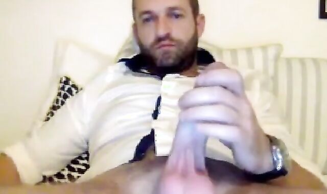 Bulgarian Daddy Strokes His Big Cock on Webcam