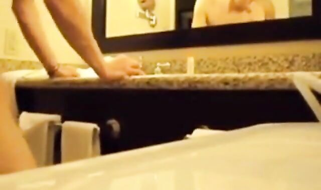 Interracial Couple's Bareback Bathroom Fuck