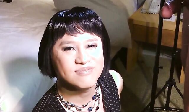Asian Crossdresser Blowjob and Cum Tasting