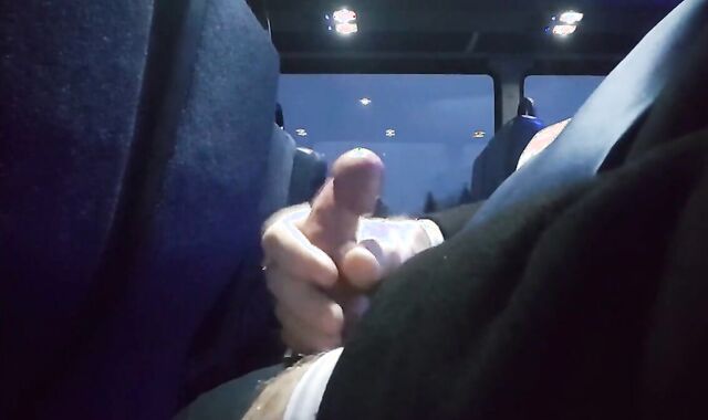 Suit Wanks and Cums on the Bus